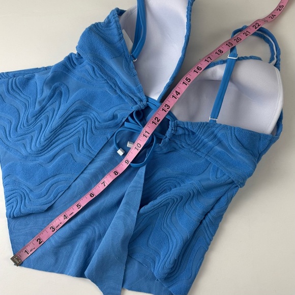 Bar iii Tankini Top Womens Large Cobalt Blue Textured Heat Wave Swim NWT - Picture 9 of 10